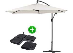 Parasol jardin déporté Alu Ilios - Rond - Ø 3 m - Ecru - Dalles incluses Parasol jardin déporté Alu Ilios - Rond - Ø 3 m - Ecru - Dalles incluses