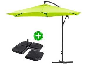 Parasol jardin déporté Alu Ilios - Rond - Ø 3 m - Vert - Dalles incluses Parasol jardin déporté Alu Ilios - Rond - Ø 3 m - Vert - Dalles incluses