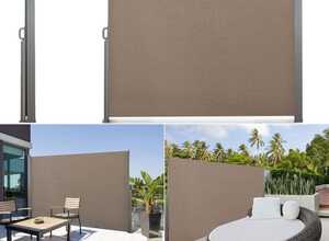 Paravent rétractable 300 x 200 cm store taupe latéral enroulable - IDMARKET