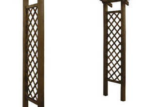 Pergola double arc en bois teinté Akebia - BURGER JARDIPOLYS Pergola double arc en bois teinté Akebia - BURGER JARDIPOLYS