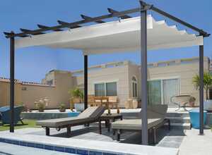 Pergola toit rétractable beige 3x4m tonnelle 4 pieds - IDMARKET
