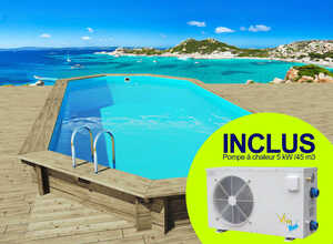 Piscine bois Ibiza - 8.57 x 4.57 x 1.31 m + Pompe à chaleur 5 kW/45 m3 Piscine bois Ibiza - 8.57 x 4.57 x 1.31 m + Pompe à chaleur 5 kW/45 m3