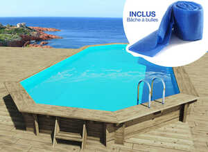 Piscine bois Miami - 4.86 x 3.36 x 1.20 m + Bâche à bulles Piscine bois Miami - 4.86 x 3.36 x 1.20 m + Bâche à bulles