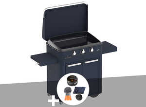 Plancha à gaz sur chariot Combo ENOSIGN 80 Bleu Navy - Eno + Coffret Nettoyage
