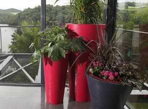 Pot de fleur conique bicolore Up 1 m avec réserve d'eau Pot de fleur conique bicolore Up 1 m avec réserve d'eau