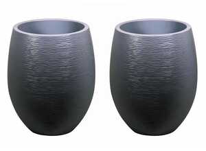 Pot à fleurs Egg - Gris anthracite - Ø 50 x 60 cm - lot de 2 Pot à fleurs Egg - Gris anthracite - Ø 50 x 60 cm - lot de 2