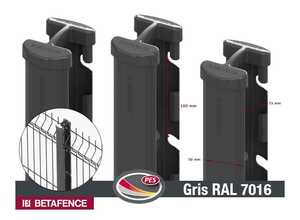 Poteau Quixolid Plus gris à encoche pour panneaux clôture Betafence (2,475 mètres) Poteau Quixolid Plus gris à encoche pour panneaux clôture Betafence (2,475 mètres)