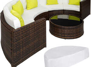 Salon de jardin COLISEUM - 1 Canapé, 1 Table en Résine Tressée et en Aluminium + 5 Oreillers + 1 Housse de protection Marron - TECTAKE Salon de jardin COLISEUM - 1 Canapé, 1 Table en Résine Tressée et en Aluminium + 5 Oreillers + 1 Housse de protection Marron - TECTAKE