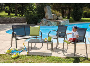 Salon de jardin Pylos - 4 places - Gris - OZALIDE Salon de jardin Pylos - 4 places - Gris - OZALIDE