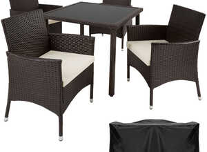 Salon de jardin SEVILLA - 4 Chaises et 1 Table en Résine Tressée POLY ROTIN Structure Acier + Housse de protection Marron 2 - TECTAKE Salon de jardin SEVILLA - 4 Chaises et 1 Table en Résine Tressée POLY ROTIN Structure Acier + Housse de protection Marron 2 - TECTAKE