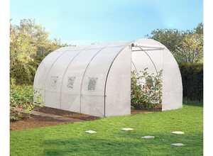 Serre de jardin tunnel 12 m² blanche translucide 3x4 m - IDMARKET