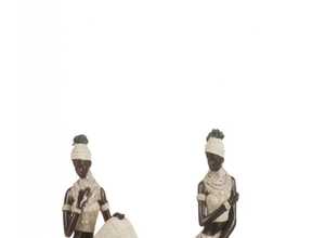 Statue Africaine assise en résine beige H26cm assortiment de 2 - JOLIPA
