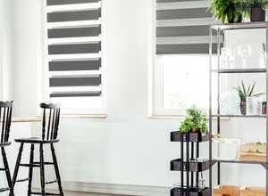 Lot de 2 stores enrouleurs zébrés jour nuit l.55 x H. max 170 CM gris