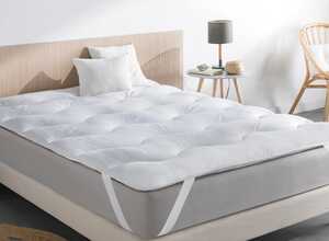 Surmatelas 160x200 cm épais et moelleux 600gr/m2 surpîqures vagues confort cocooning
