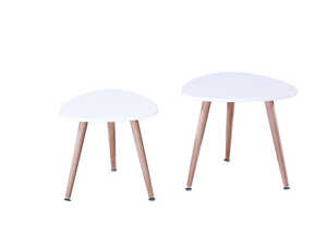 Lot de 2 tables basses Sunny - 48 x 48 x 43 cm - Blanc Lot de 2 tables basses Sunny - 48 x 48 x 43 cm - Blanc
