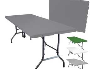 Table de camping pliable avec poignée (L) 184 x (l) 76 x (H) 74 cm - Gris anthracite - Linxor