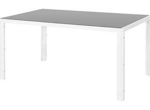 Table de jardin 150cm en acier blanc et gris TARRAGONE - L 150 x l 90 x H 71.5 - MA MAISON MES TENDANCES