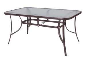 Table de jardin 150cm en acier marron et verre NEBRA - L 150 x l 90 x H 72 - MA MAISON MES TENDANCES