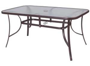 Table de jardin 180cm en acier marron et verre NEBRA - L 180 x l 100 x H 72 - MA MAISON MES TENDANCES