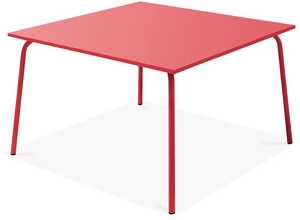 Table de jardin carrée en métal Rouge - OVIALA