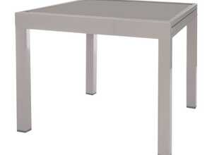 Table de jardin extensible 90/180 en aluminium gris et verre TOLEDO - L 90 x l 90 x H 74.5 - MA MAISON MES TENDANCES