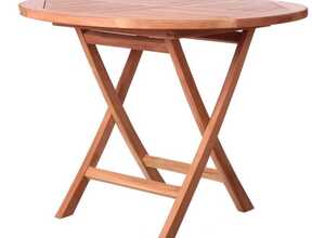 Table de jardin ronde pliante en teck 100cm KENITA - L 100 x l 100 x 78.5 - MA MAISON MES TENDANCES