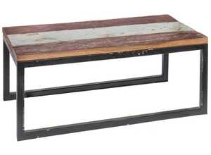Table de salon de jardin rectangulaire 90cm en teck et fer CIUDAD - L 90 x l 50 x H 38 - MA MAISON MES TENDANCES