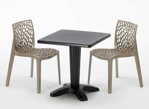 Table et 2 chaises colorées polypropylene extérieurs Grand soleil PATIO | Gruvyer Beige Juta - Noir Table et 2 chaises colorées polypropylene extérieurs Grand soleil PATIO | Gruvyer Beige Juta - Noir