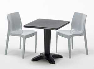 Table et 2 chaises colorées polypropylene extérieurs Grand soleil PATIO | Ice gris - Noir Table et 2 chaises colorées polypropylene extérieurs Grand soleil PATIO | Ice gris - Noir