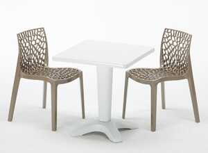 Table et 2 chaises colorées polypropylene extérieurs Grand soleil PATIO | Gruvyer Beige Juta - Blanc Table et 2 chaises colorées polypropylene extérieurs Grand soleil PATIO | Gruvyer Beige Juta - Blanc