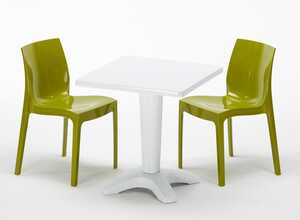 Table et 2 chaises colorées polypropylene extérieurs Grand soleil PATIO | Ice Anis vert - Blanc Table et 2 chaises colorées polypropylene extérieurs Grand soleil PATIO | Ice Anis vert - Blanc