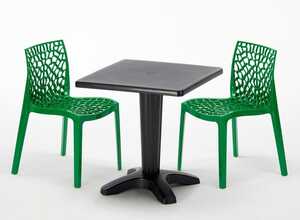 Table et 2 chaises colorées polypropylene extérieurs Grand soleil PATIO | Noir - Gruvyer Vert Table et 2 chaises colorées polypropylene extérieurs Grand soleil PATIO | Noir - Gruvyer Vert