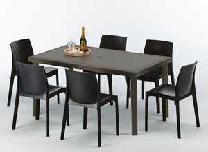 Table rectangulaire 4 chaises Poly rotin resine 90x90 marron | Rome Anthracite noir - GRAND SOLEIL Table rectangulaire 4 chaises Poly rotin resine 90x90 marron | Rome Anthracite noir - GRAND SOLEIL