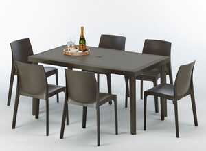 Table rectangulaire 4 chaises Poly rotin resine 90x90 marron | Rome Marron Moka - GRAND SOLEIL Table rectangulaire 4 chaises Poly rotin resine 90x90 marron | Rome Marron Moka - GRAND SOLEIL