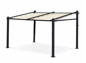 Tente de jardin murale, pergola aluminium 3x4m Murum ecru, toile rétractable, toile coulissante, tonnelle abri de terrasse - ALICE'S GARDEN