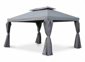 Tente de jardin, pergola aluminium 3x4m Divodorum gris, avec rideaux coulissant, tonnelle abri de terrasse - ALICE'S GARDEN