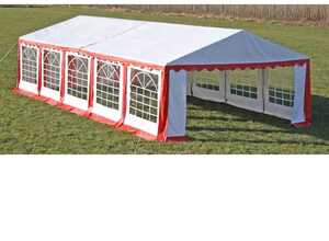 vidaXL Toile de rechange pour tente réception 10 x 5 m en rouge et blanc