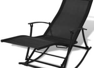 vidaXL Chaise à bascule pliable de jardin Noir