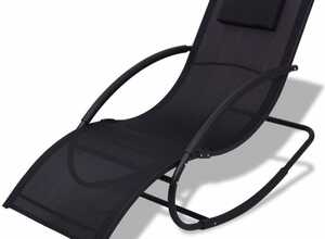 vidaXL Chaise à bascule Textilène Acier Noir