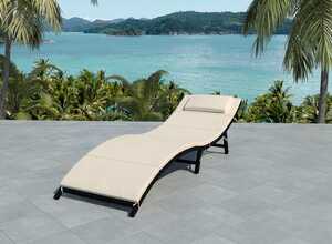 vidaXL Chaise longue pliable avec coussin Noir Résine tressée