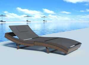vidaXL Chaise longue Marron Résine tressée