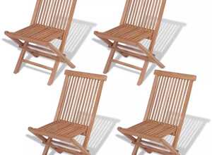 vidaXL Chaise pliante d'extérieur 4 pièces Teck massif