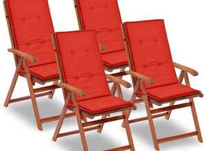 vidaXL Coussin de chaise jardin 4 pcs Rouge 120 x 50 3 cm