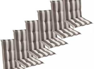 vidaXL Coussins de siège jardin 6 pcs 120x52 cm Bande grise