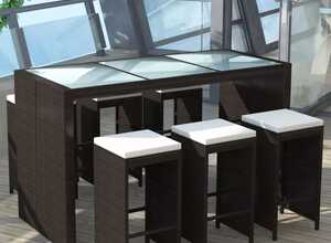 vidaXL Jeu de bar jardin 13 pcs Marron Résine tressée