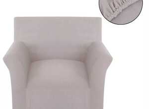 vidaXL housse de canapé tissu tricoté en polyester extensible beige