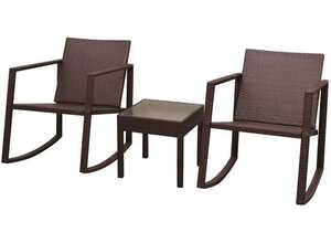 vidaXL Mobilier d'extérieur 3 pcs Marron Résine tressée