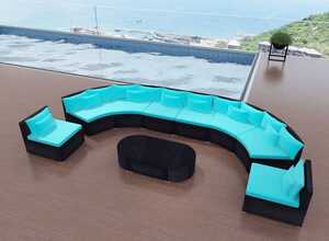 vidaXL Mobilier de jardin Bleu tropical Résine tressée vidaXL Mobilier de jardin Bleu tropical Résine tressée