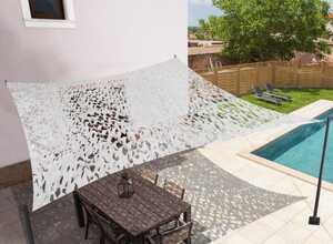 Voile d'ombrage carré design ombrière camouflage 3x3 m blanc